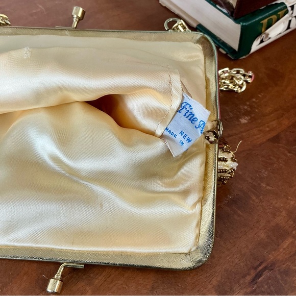 Vintage 60s 70s Fine Art Ornately Hand Beaded Gold Ombré Chain Strap Formal Bag - Picture 13 of 14